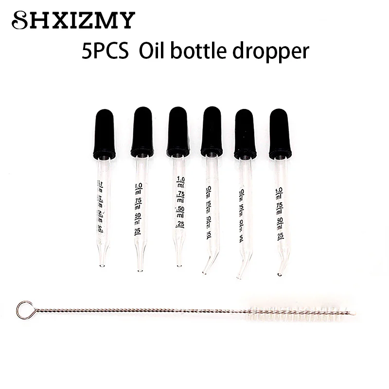 5Pcs Glass Scale Dropper Rubber Head Scale Pipette Dropper Essential Oil Bottle Straw Multi-purpose Droppers For School Home