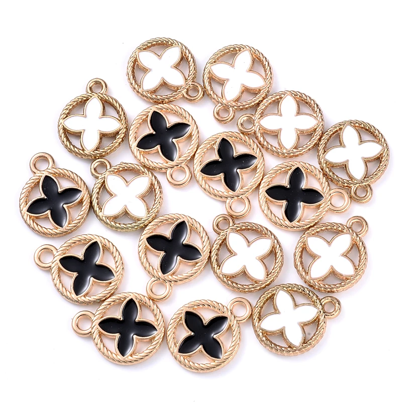 10Pcs 12*16mm 3 Color Alloy Metal Pendant Mix Flower Shape Drop Oil Pendant For DIY Jewelry Making Bracelet Necklace Wholesale