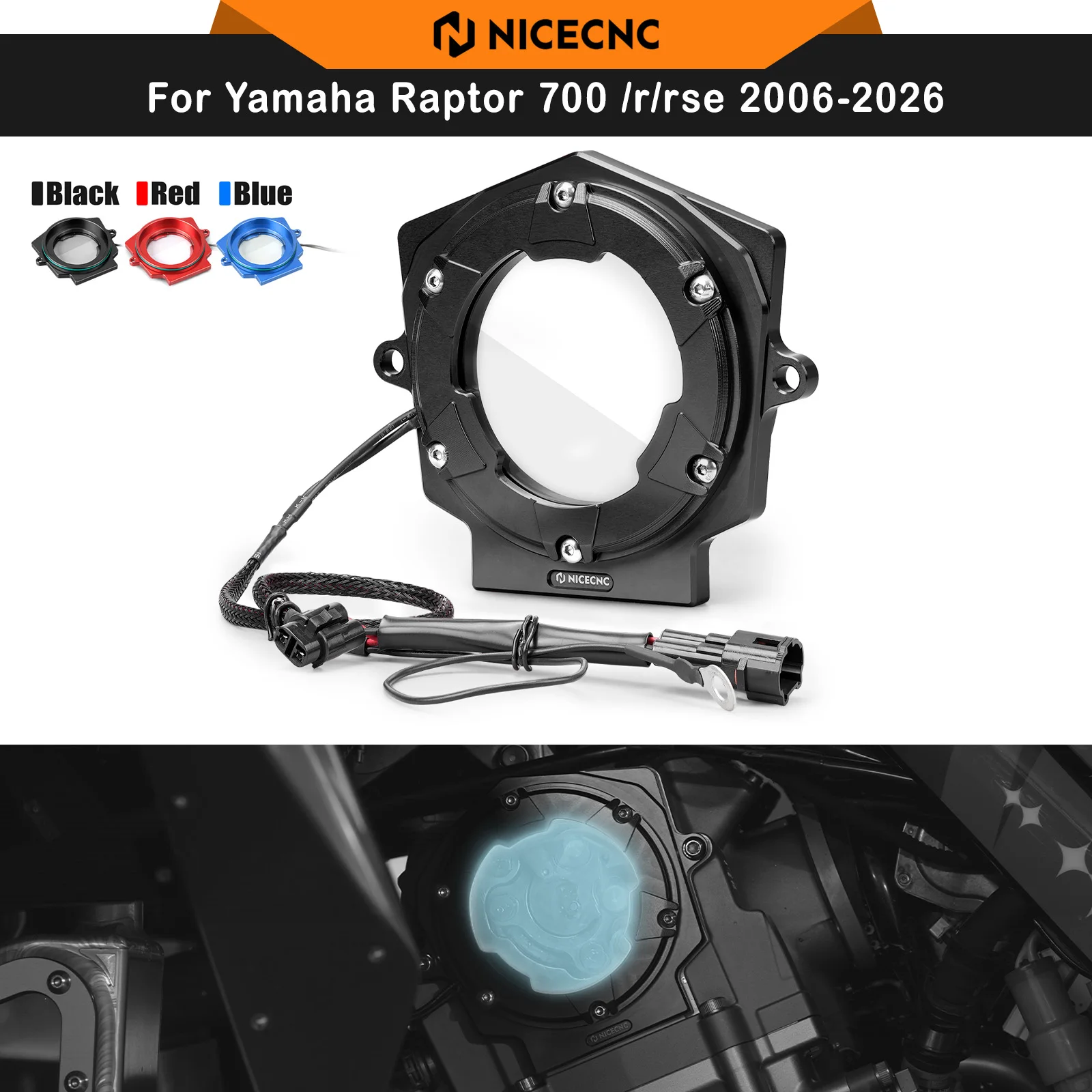 

NICECNC Cylinder Head Cover Guard For Yamaha Raptor 700 /R/RSE 2006-2026 Replaces 1S3-11185-10-00 Night Display Aluminum ATV