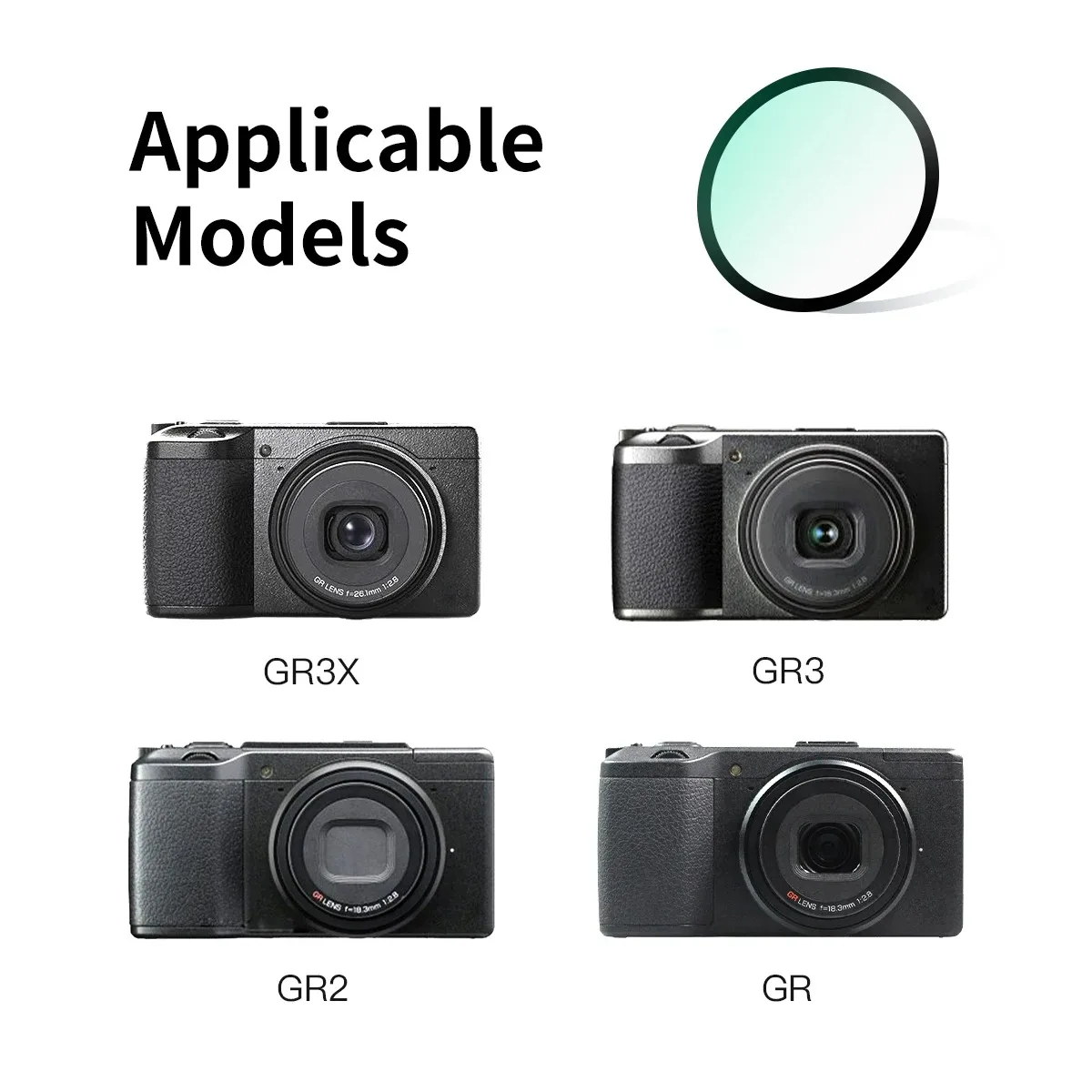 Mecoright UV Filter Multi-Coat Adhesive Protective Lens For Ricoh GR GR2 GR3 GR3X GR II GR IIIX gr iiix camera view 2