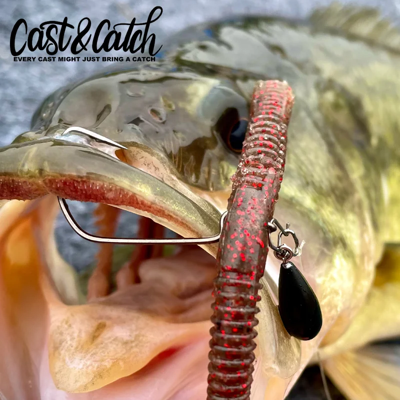 يلقي والالتقاط ES7 خطافات إزاحة واسعة Gape 30 قطعة/الحزمة خطاف صيد من الفولاذ عالي الكربون لطعوم بلاستيكية ناعمة طعم باس #5