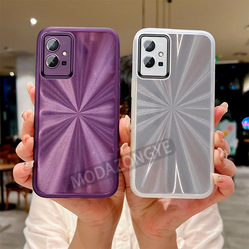 For Vivo Y75 5G Case Colorful Transparant TPU Cellphone Cover With Lens Films Luxury Anti Fingerprints V2142 Phone Case