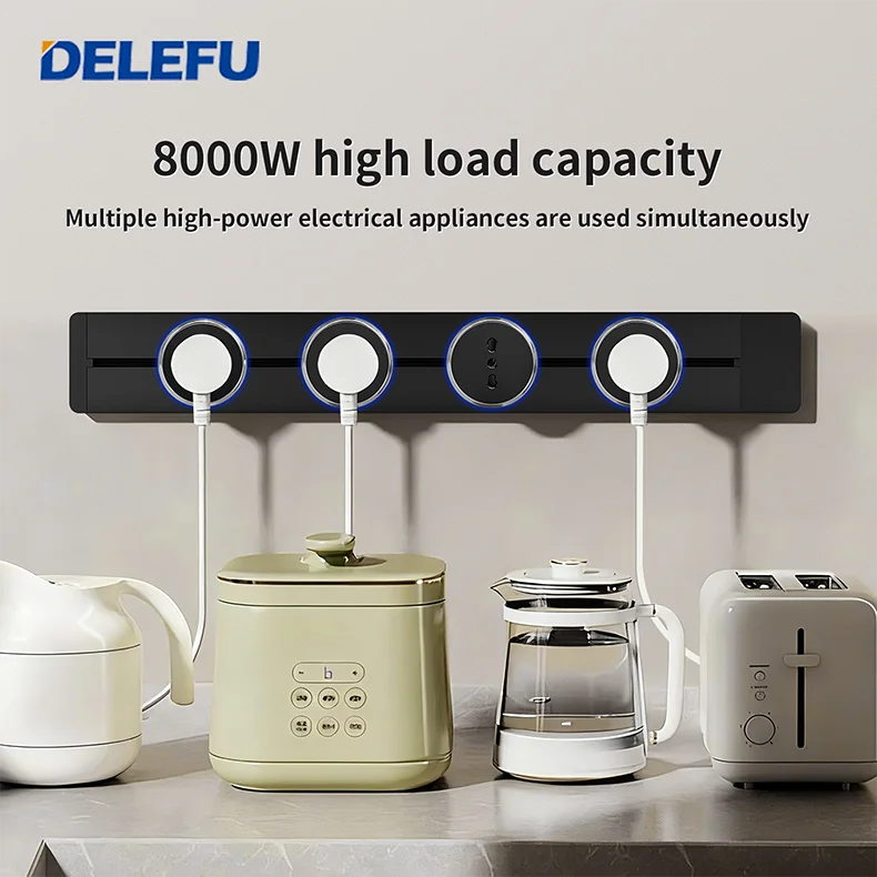 DELEFU Pista Tomada Brasil Itália Chile USB-AC Rodada Adaptador Romovable Casa Cozinha Reunião Montado Na Parede Tomada Elétrica DIY