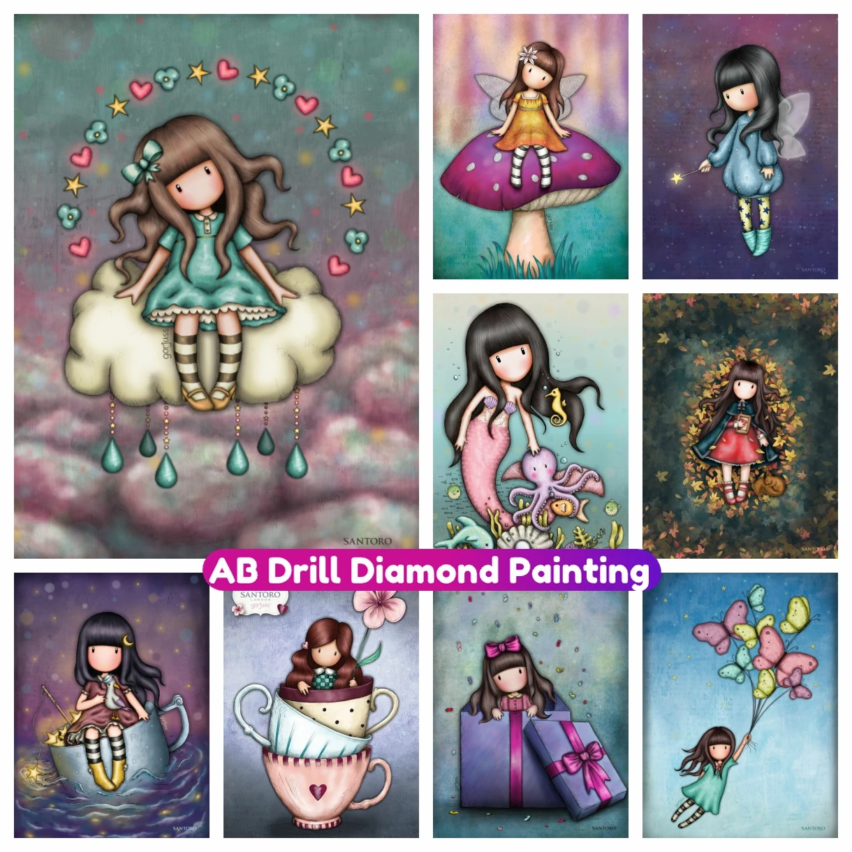 

Cute Cartoon Gorjuss AB Diamond Painting New Kids Kawaii Baby Girl Home Decor Cross Stitch Kit 5D DIY Mosaic Embroidery Gift