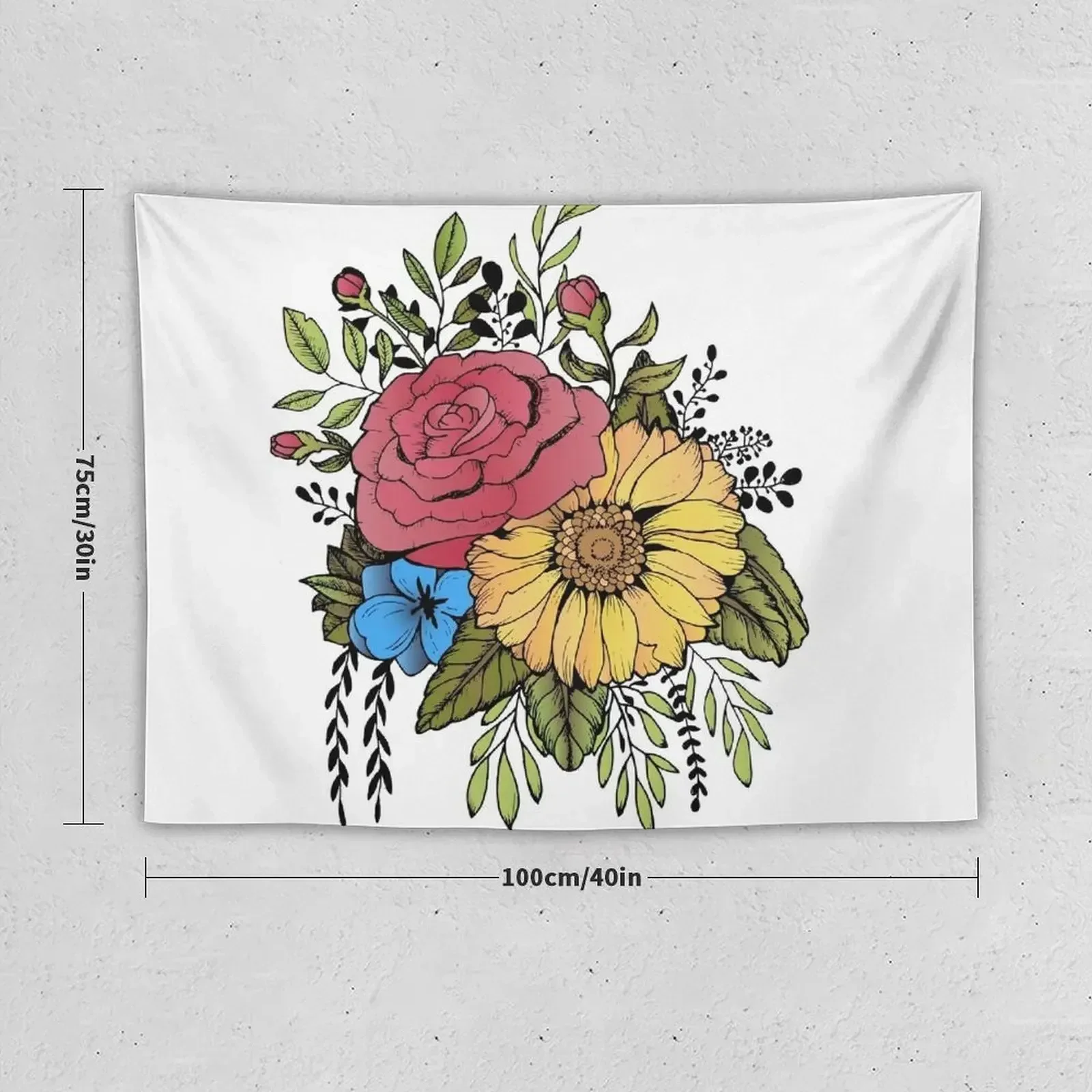 SUNFLOWER & ROSE Tapestry Aesthetic Room Decors Cute Room Things Aesthetic Home Decor Hanging Wall Tapestry