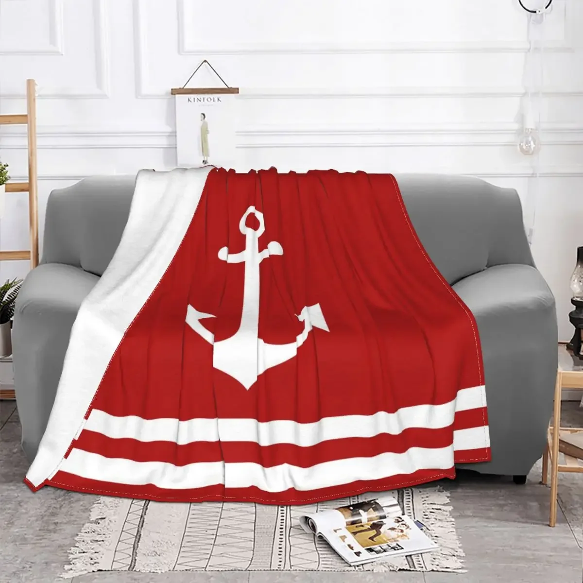 

Nautical Navy Anchor Baby Blanket Sofa Cover Cartoon Fleece Winter Collage Thin Throw Blanket for Sofa Travel Plush Thin Quilt