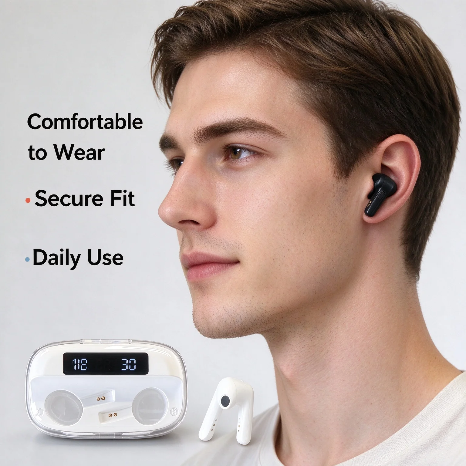 T81 True Wireless Bluetooth Earphones Bluetooth 5.0 Smart Touch Control/1200Mah Large Capacity Case Stereo Hifi Sound Quality Sports Earphones for Listening to Music and Calling/Long-Lasting Battery Sports Earphones Hd