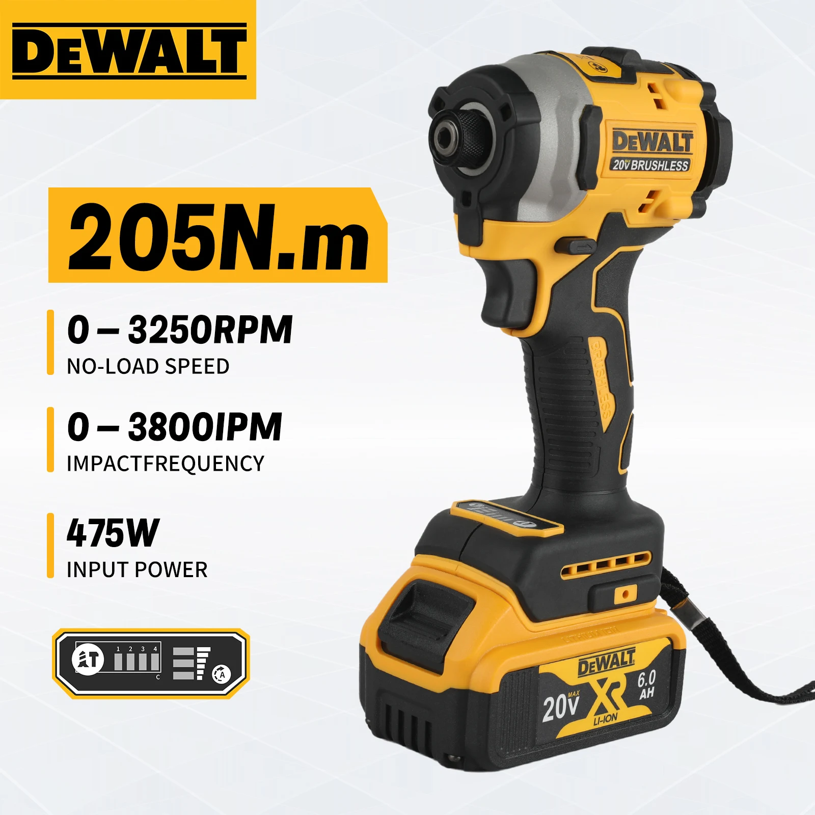 Perceuse à percussion sans balais, tournevis électrique sans fil à couple élevé, adapté à la réparation/construction automobile, Compatible avec DEWALT 20VBatt