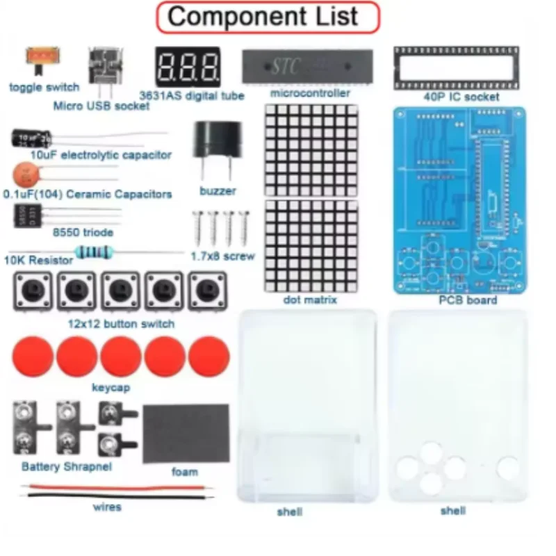 Pixel Game Console Production Kit 51 Single Chip Tetris Parts DIY Welding Training Electronic Small Maker