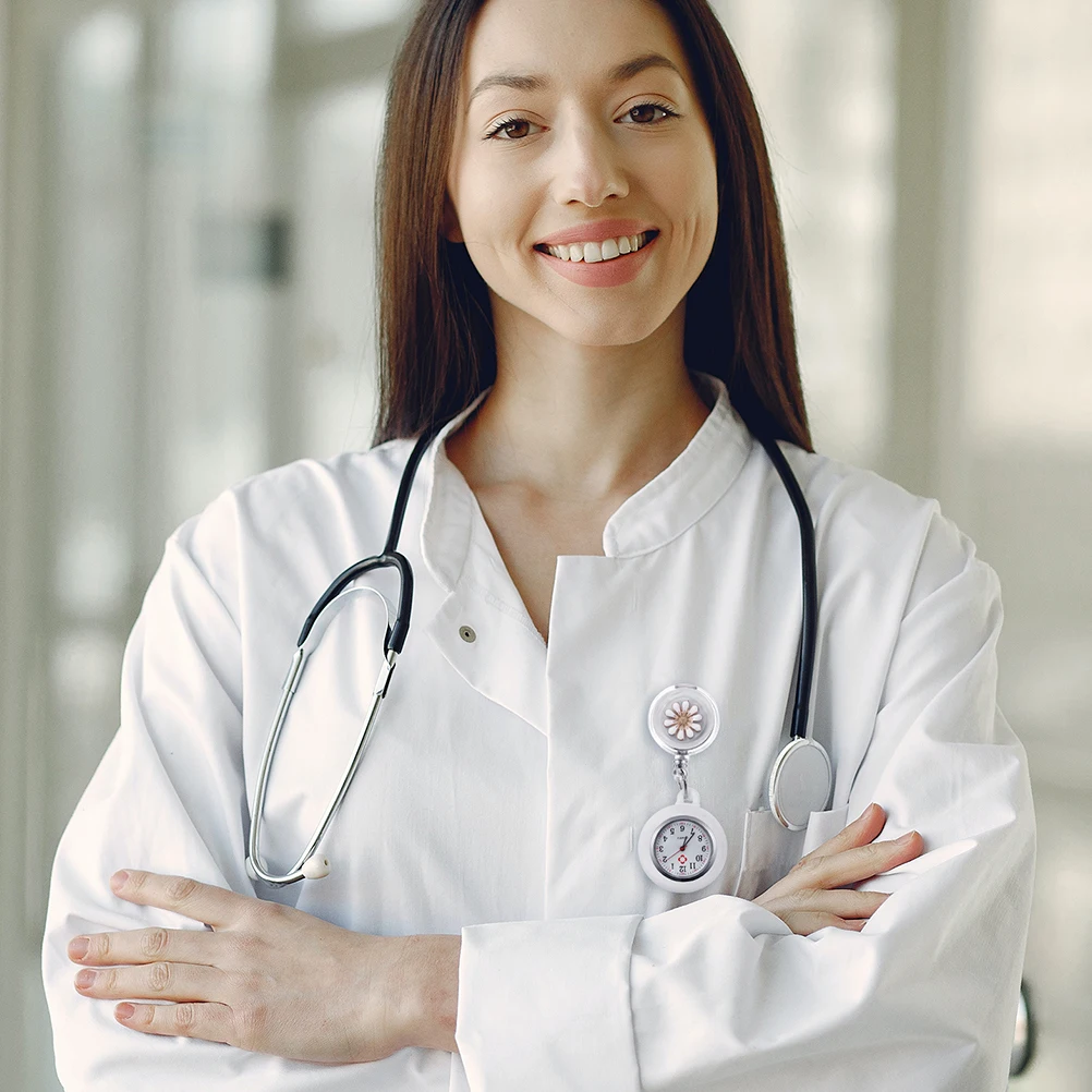 

2 Pcs Chest Watch Pocket Nursing Watches Women Badge for Nurses Alloy Clip on Woman Accessories