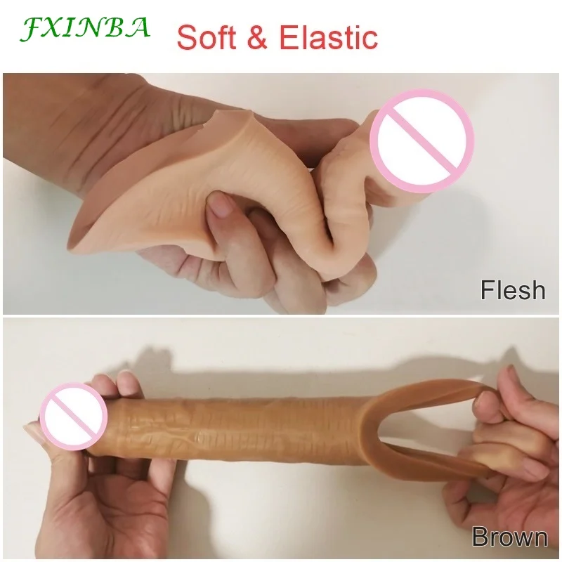 Fxinba-男性用の大きなペニスエクステンダースリーブ,再利用可能なコンドーム,射精遅延,大人のおもちゃ,20cm,新品