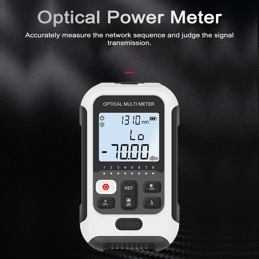 جهاز قياس الطاقة الضوئية المحمول خفيف الوزن 3 في 1، جهاز اختبار الشبكة عالي الدقة، شاشة رقمية، جهاز اختبار الألياف الضوئية مع ضوء LED