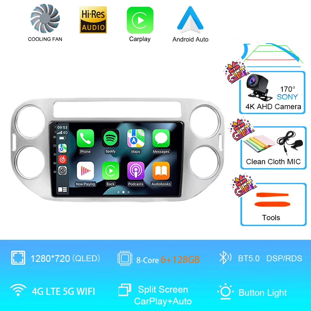 Android 16 voor Volkswagen VW Tiguan 5N 2007-16 VW Golf Plus 2004-13 9 inch CarPlay autoradio GPS navigatie head unit