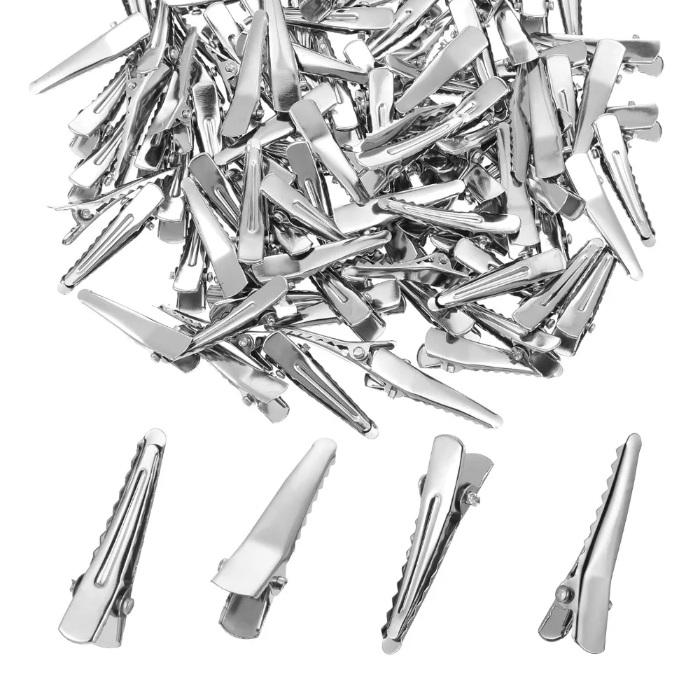 100 Pcs Small Silver Alligator Hair Clips 30MM Mini Crocodile Clips Hair Pins for DIY Hair Accessories Craft Supplies
