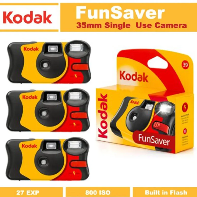 Nueva Cámara Desechable Kodak FunSaver de 27/39 Fotos con Flash, Cámara de Fotos Desechable con Flash de Luz Diurna