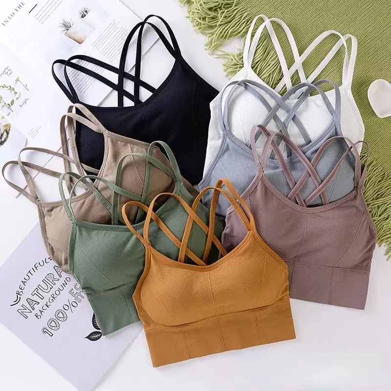 

Women Cross Strap Sports Bra Women Push Up Sport Bra Yoga Gym Crop Top Brassiere Fitness Top Seamless Sport Bra Breathable Bras