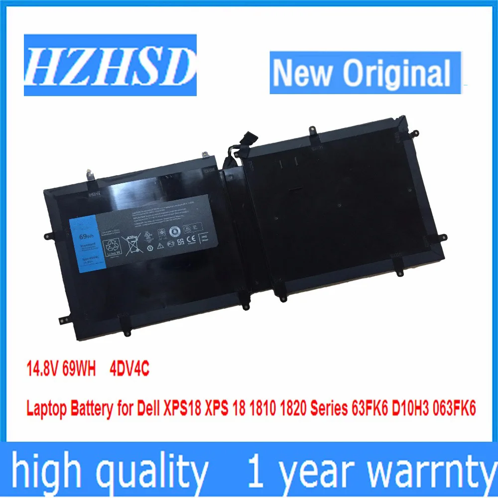Imagem -01 - Original 4dv4c Bateria do Portátil para Dell Xps18 Xps 18 1810 1820 Séries 63fk6 D10h3 063fk6 14.8v 69wh Novo original 4dv4c bateria do portatil para dell xps18 xps 18 1810 1820 series 63fk6 d10h3 063fk6 148v 69wh novo 01