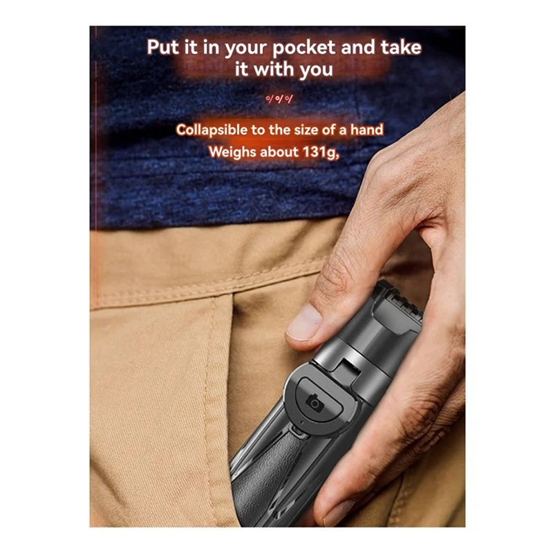 عصا سيلفي صغيرة محمولة P15 من ABMF مع وظيفة حامل ثلاثي القوائم، وقبضة قابلة للتمديد، وجهاز تحكم عن بعد قابل للفصل، وإضاءة للتصوير الفوتوغرافي Enthusia