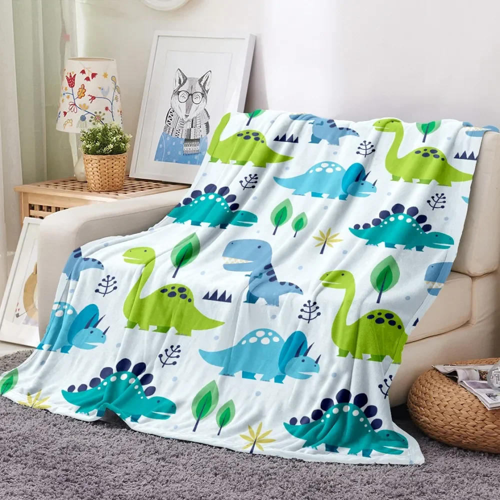 Cartoon Dinosaur Throw Blanket Soft Flannel Blanket for Chair Travelling Camping Kids Adults Bed Couch Cover Winter Queen King