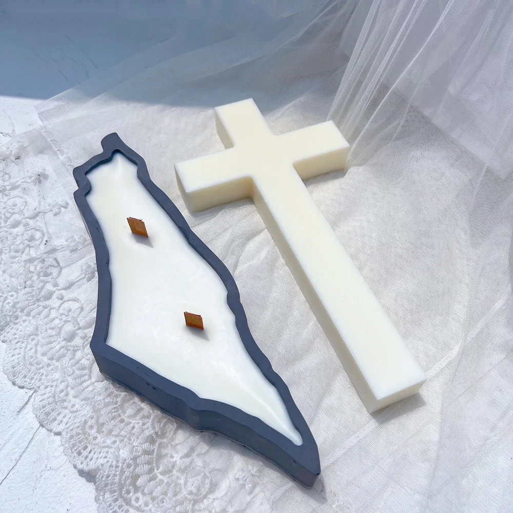 Big Size Cross Candle Silicone Mold Resin Mould Concrete Decor Soy Wax Molds