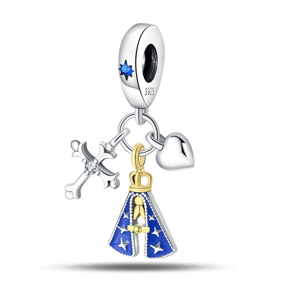 

Original 925 Sterling Silver Charms Luxury Religious Pendant Virgin Mary Beads Fit Bracelet Diy Women Making Delicate Gift