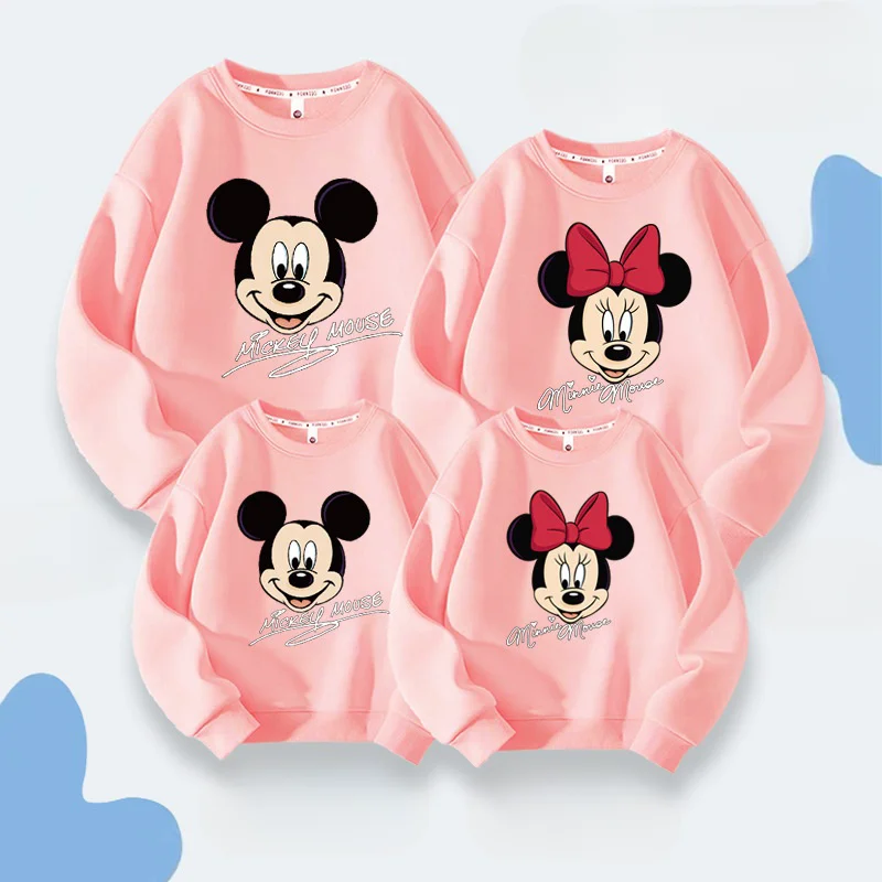 Parent child casual round neck top long sleeved trendy clothing Mickey Minnie Spring and Autumn Sweater Long Loose casual coat