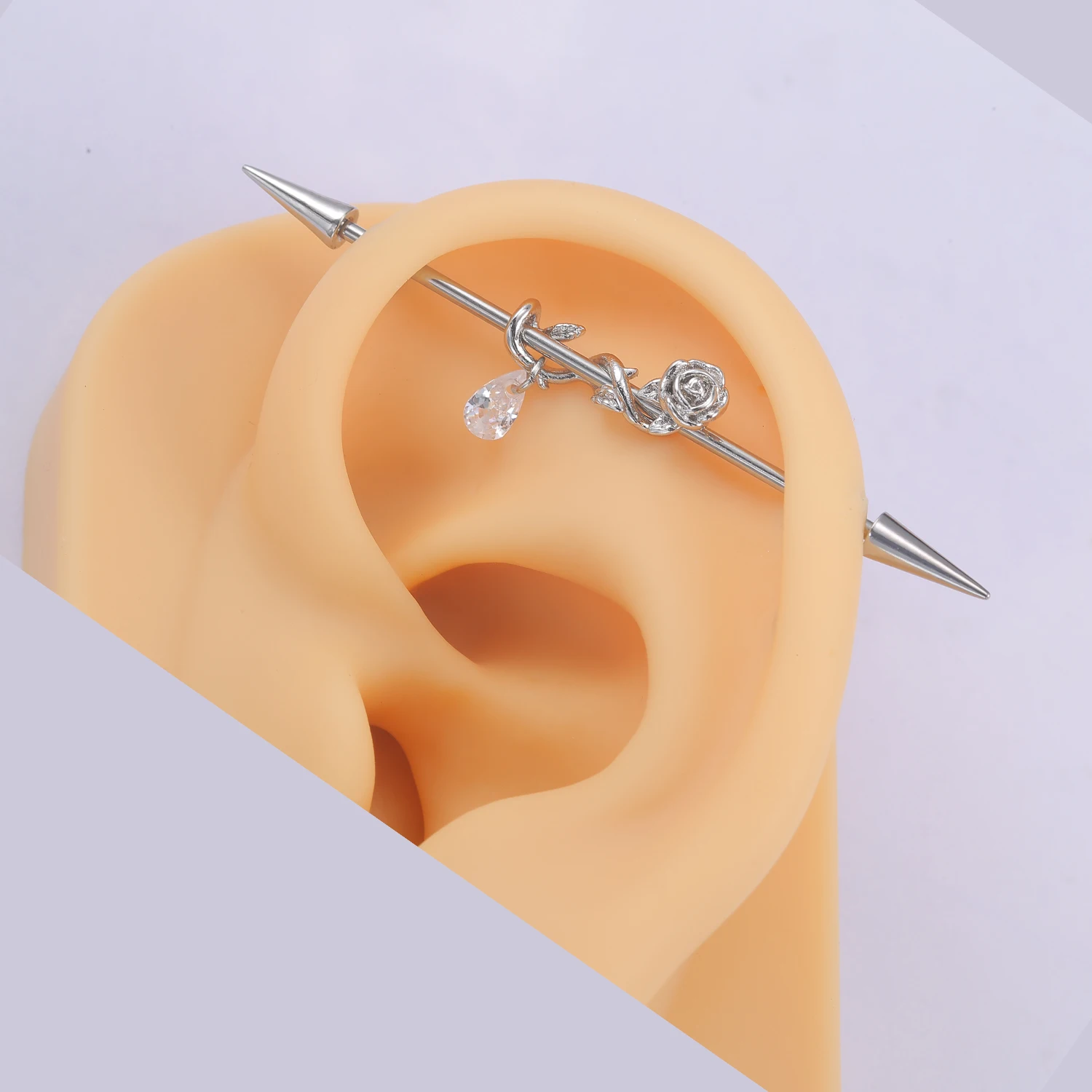 1 قطعة 16 جرام الصناعة ثقب دوامة روز الفولاذ المقاوم للصدأ الغضروف القرط مجوهرات الجسم