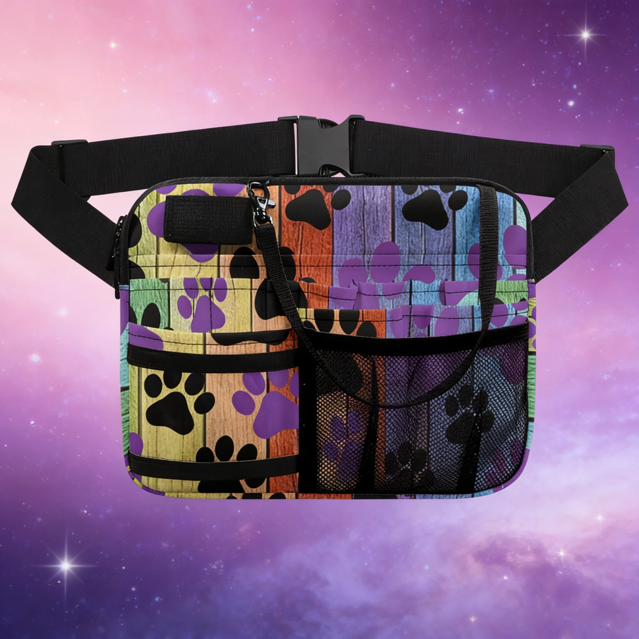 

Vet Medical Supplies Organizer Waist Bag, Cute Animal Print Multi Pocket Utility Fanny Pack, Adjustable Belt Bag for Veterinaria