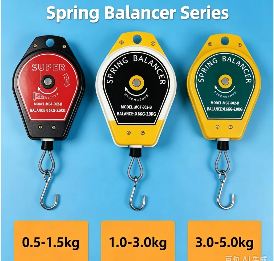 Steel Wire Rope Spring Balancer  1 to 5Kg Load Long-Lasting Coil Hanging System Space-Saving Ergonomic Design