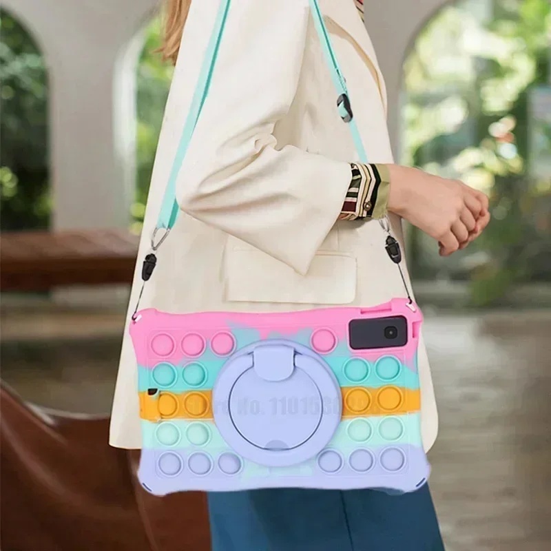 Para Xiaomi Redmi Pad 10,6 "2022 funda suave de silicona con burbujas para niños funda con soporte Xiaomi Redmi Pad SE 11 2023 funda para tableta correa de hombro