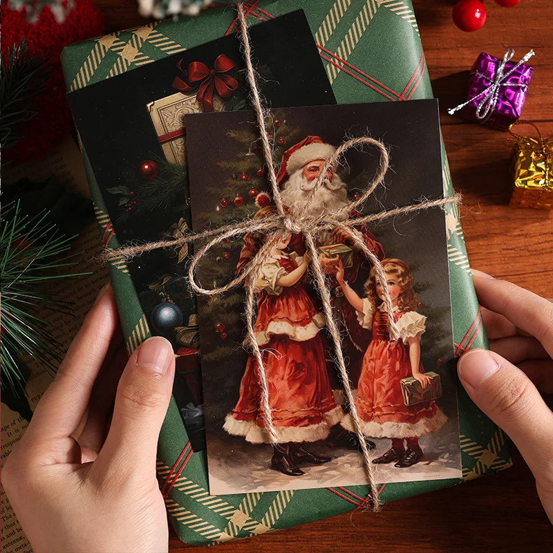 

1Style 12Pcs/bag Christmas Postcard Holiday Party Greeting Card DIY Christmas Scene Background Wall Decoration Card