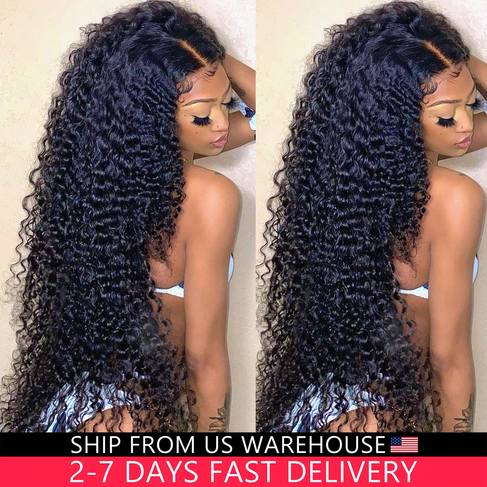 Deep Wave Frontal Wig 13x4 13x6 Hd Transparent Lace Frontal Wig 5X5 6X4 Wig 28 30 Inch Curly Lace Front Human Hair Wigs