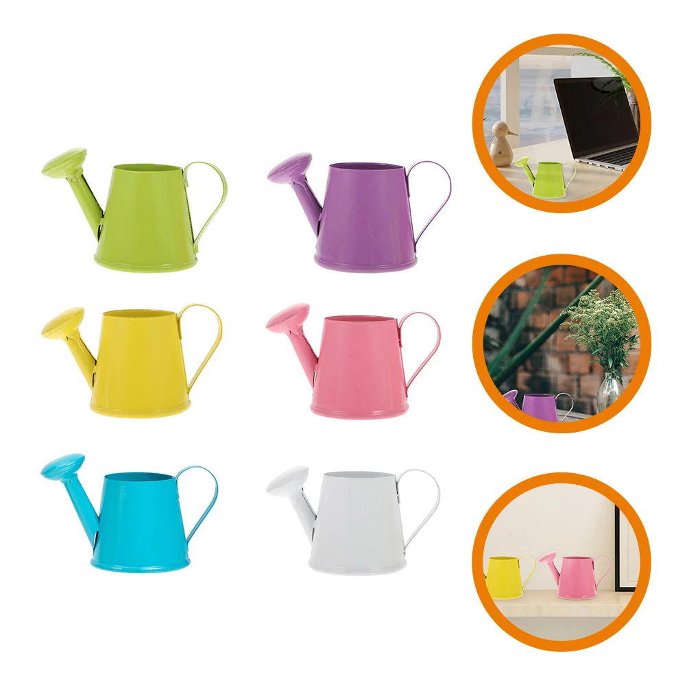 6 Pcs Mini Watering Can Outdoor Toys Props for Plants Decorations Device Iron Bucket Child Kids