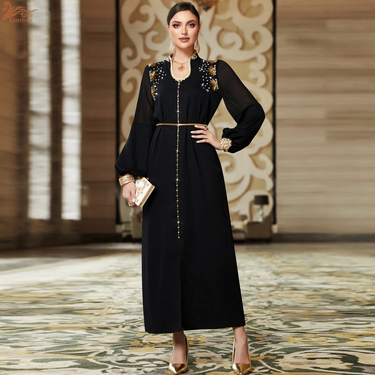 فستان ماكسي للحفلات المسائية للنساء المسلمات لرمضان فاخر دبي عباية الماس جلابية ساتان كبايا قفطان ماروكين فام رداء قفطان