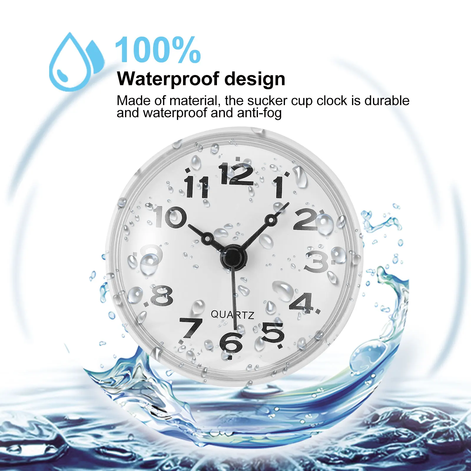 Sucker Clock Operated Suction Cup Outdoor Silent Bathroom Wall Waterproof Pvc Bathroom Wall Clock Bathrooms And Kitchens