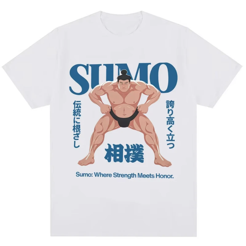 Japanese Style Sumo Wrestling Graphic T Shirt Men Women Fashion 90s Vintage T-shirts Oversized Cotton Casual T-shirt Streetwear