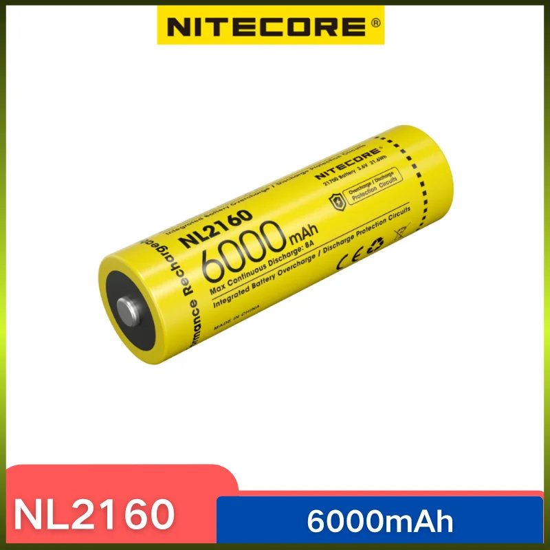 

High Capacity NITECORE NL2160 6000mAh Rechargeable Li-ion Battery 21700 by CE certified