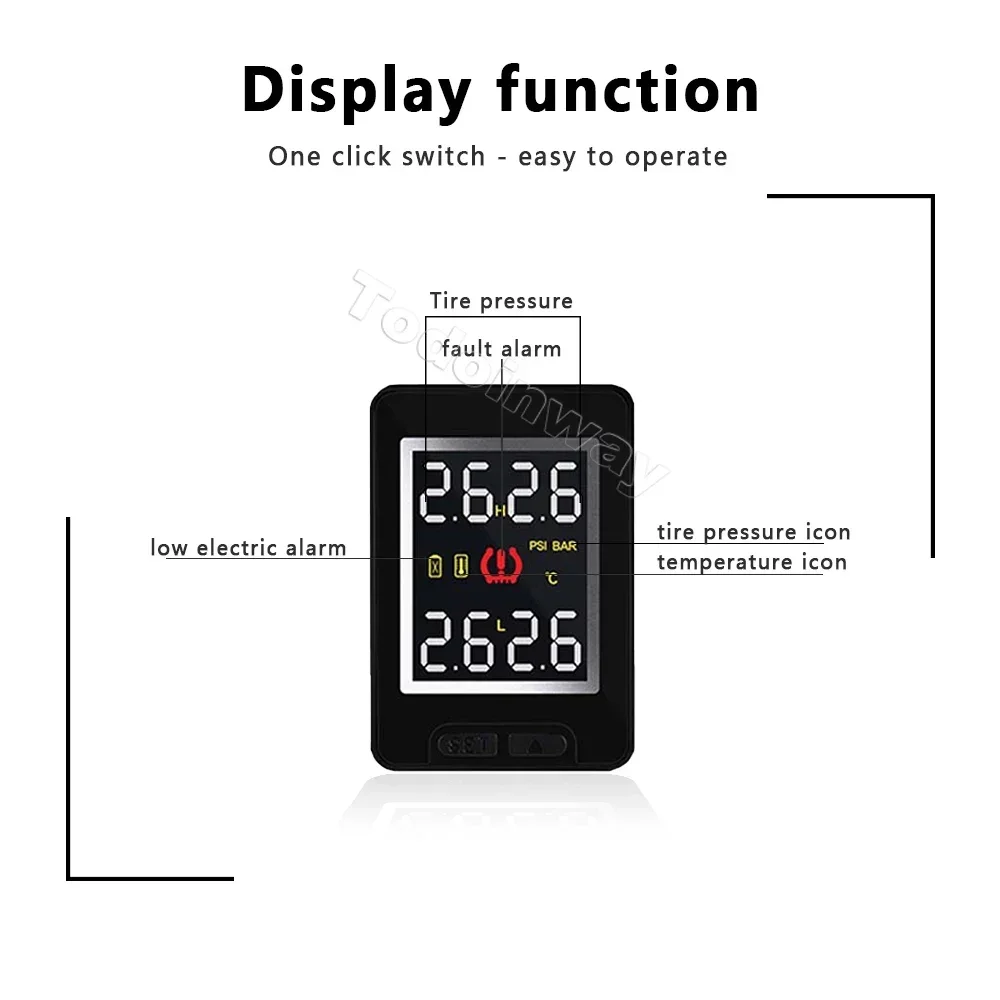 Car TPMS Digital Tire Pressure Monitoring System 4 Wheel Tyre Temperature Alert For Toyota Corolla Highlander Camry Prado RAV4