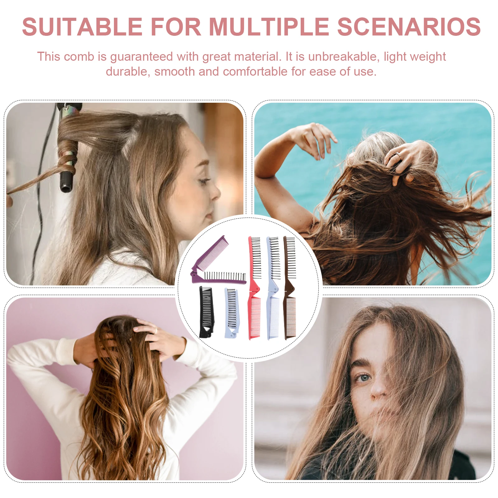 

5Pcs Ergonomic Hair Combs Set Detangling Flat Top Comb Premium Hairdressing Comb For Salon Styling