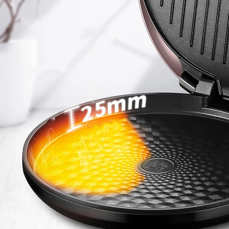 กระทะอบไฟฟ้าเครื่องทำความร้อนสองด้านเครื่องทำแพนเค้กแซนวิชอาหารเช้าเครื่องทำเครปสำหรับใช้ในครัวเรือน