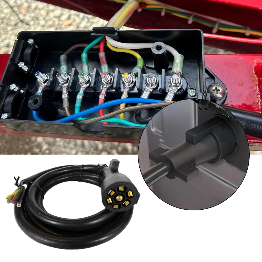 7 Pin 12V Trailer Socket Cable Towbar Towing Converter For Trailers Vans USA 7-Pin Plug Socket  Adapter Protector Connections