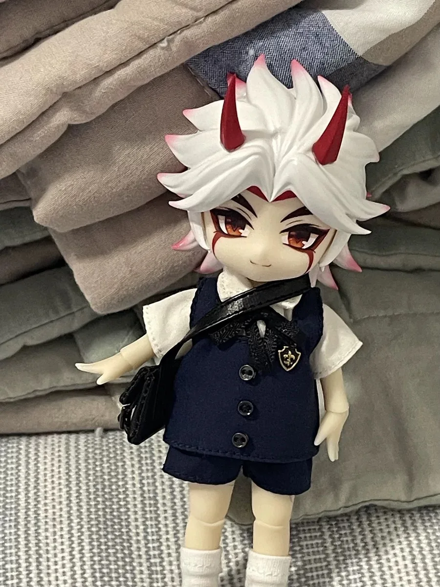 Genshin Impact Arataki Itto OB22 GSC cabeza de muñeca, peluca de pelo BJD desmontable, accesorios de muñeca hechos a mano, accesorios de juego, juguete de Anime, regalo para niños