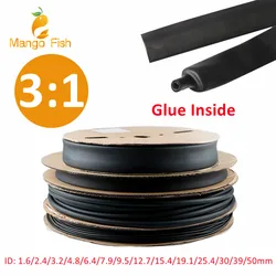 1/5/10/50M 3:1 Heat Shrink Tube With Double Wall Glue Tube Diameter 1.6/2.4/3.2/4.8/6.4/7.9/9.5/12.7/15.4/19.1/25.4/30/39/50mm
