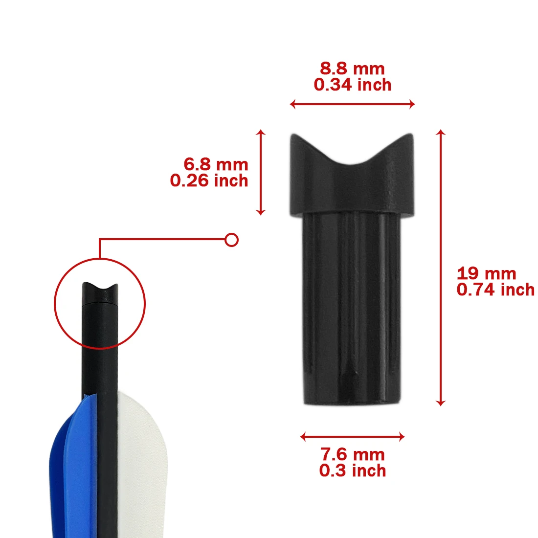 50Pcs Premium Half-moon Internal Arrow Nocks For ID7.6mm Carbon Arrow Shaft Crossbow Archery Bolts Accessories view 2