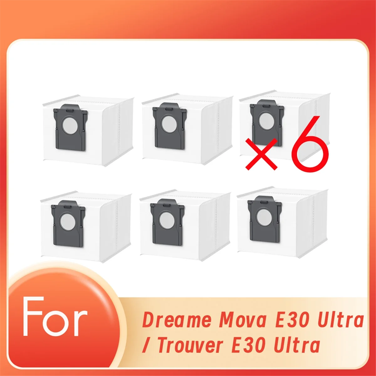 6 Pcs Dust Bags for Dreame Mova E30 Ultra / Trouver E30 Ultra Sweeper Accessories Built to Last and Work Well