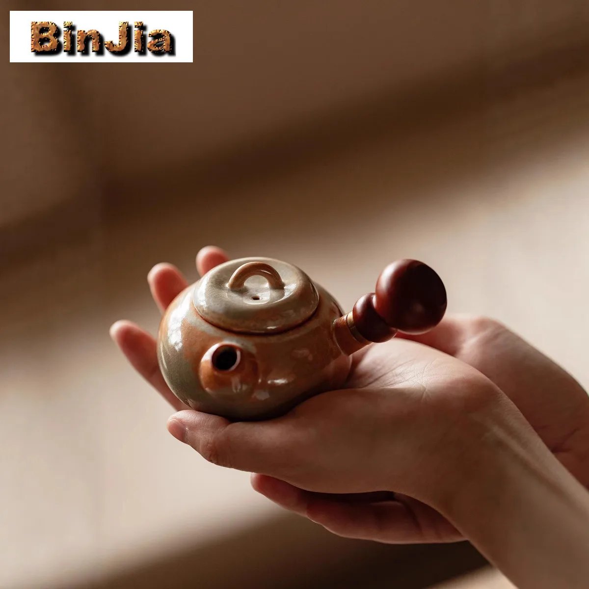 

100ml Wood-fired Porcelain Side Handle Teapot Creative Tea Infuser Pot Household Tea Maker Kettle With Filter Puer Teaset Craft