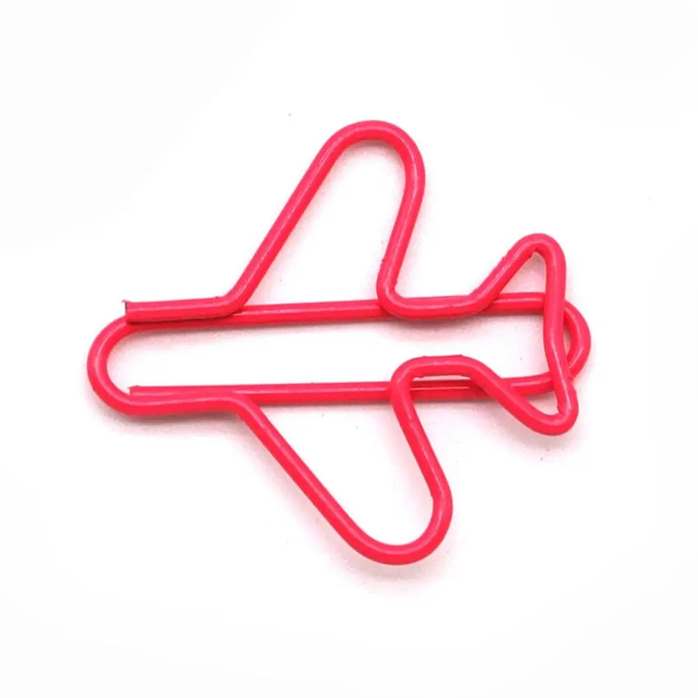 10pcs Metal Airplane Shape Office Paper Clips School Office Stationery 2.7x2.5cm DIY Paper Clip Holder Craft Supplies