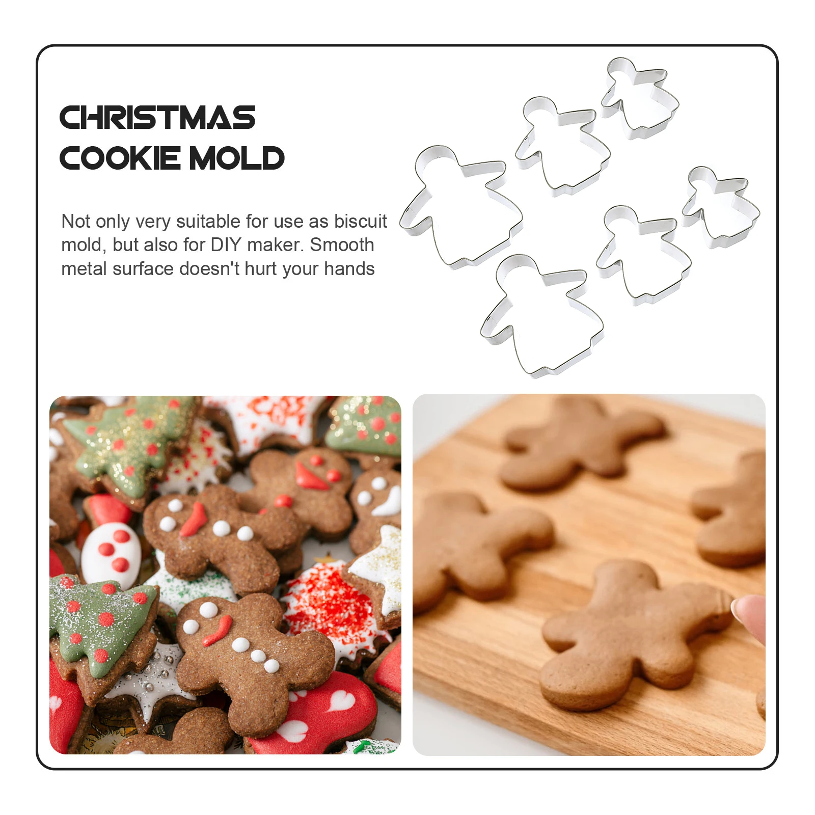 

6pcs Cutters Stainless Steel Tool Baking Molds Cookie Cutters Biscuit Molds Christmas Theme Baking Tools Easy