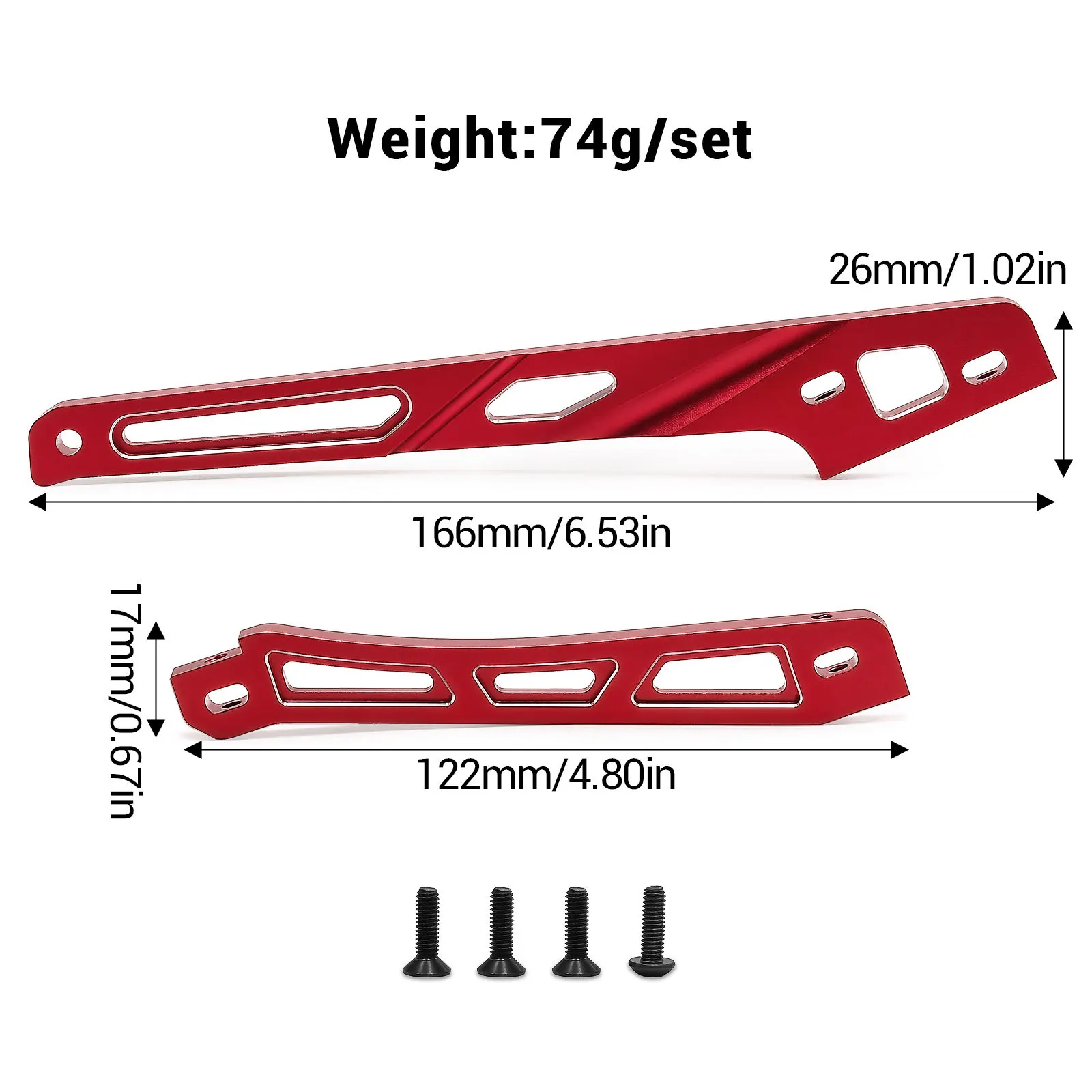 Front & Rear Chassis Support Parts #ARA1509, Aluminum Support Frame Upgrade Kit for Arrma 1/8 Kraton BLX V6