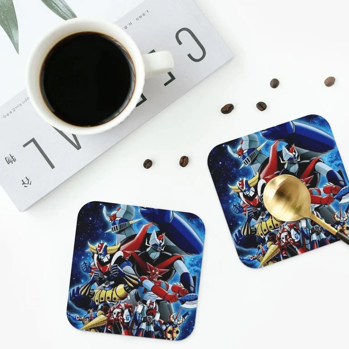 Mazinger Z Mad Robot Grendizer Anime Manga posavasos manteles individuales de cocina aislamiento taza tapetes de café para almohadillas decorativas Juego de 4